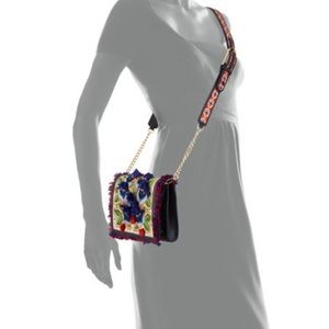 TORY BURCH  RESORT 2017 UNIQUE “EMBROIDERED FLORAL COMBO CROSSBODY"  ~ $450